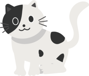 座っている白黒猫のシンプルなイラスト